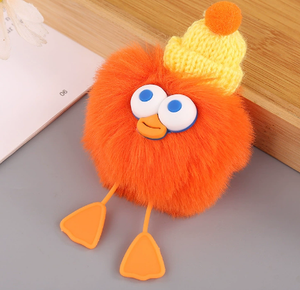 Nouveau porte-clés pompon doux, décor de chapeau tricoté moelleux, bec de canard à grands yeux, pattes de canard douces, accessoire de sac portable - Product Image 2