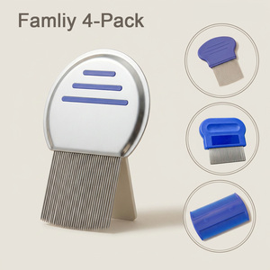 Juego de 4 Peines para Piojos de Acero Inoxidable - Peines de Doble Cara para Eliminar <span class=keywords><strong>Pulgas</strong></span> y Huevos de Piojo, Peines de Dientes Finos para el Cuidado del Cabello de Niños y Mascotas - Product Image 1
