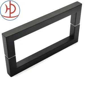Матовая черная 8-дюймовая задняя Раздвижная стеклянная дверь для душа квадратная ручка