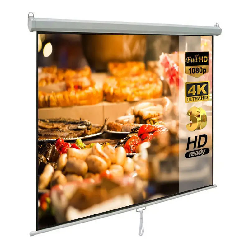 Schermo del proiettore bianco opaco montato a parete HD schermo di proiezione manuale di bloccaggio automatico manuale SLJ 84 "* 84''(1:1)