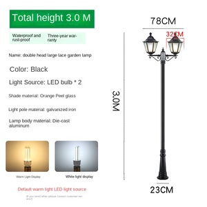 ไฟ LED ติดสวนกลางแจ้งทำจากสแตนเลส IP65กันน้ำกันฝนสำหรับสนามหญ้าถนนลานเสาสี่เหลี่ยมไฟถนน - Product Image 5