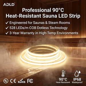 Bande LED flexible COB 528 LED/m résistante aux hautes températures 24V IP68 étanche pour projet de sauna et hammam - Product Image 5