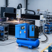 Compresseur d'air à vis intégré 4-en-1 de 7,5 kW, 11 kW, 15 kW, 22 kW, refroidi par air, stationnaire, pour découpe laser, CNC, automobile