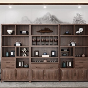 Kệ trưng bày gỗ rắn phong cách tân Trung Quốc kết hợp gỗ óc chó màu đen cây du cũ phục vụ như giá lưu trữ Tủ Sách - Product Image 1