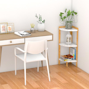 Natural Wood Beech Wood <b>Storage</b> Rack White Rectangle Standing Type Floor Standing Home Living Room Study <b>Corner</b> <b>Unit</b> - Product Image 2