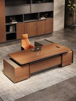 Ensemble de bureau de direction au design moderne, table de bureau en forme de L avec MDF et panneaux en bois, mobilier de bureau en bois