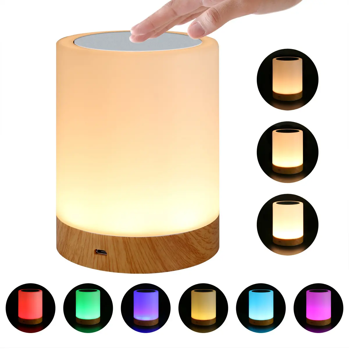 Howlighting โคมไฟข้างเตียงแบบชาร์จไฟได้ RGB ห้องนอนสัมผัสแบบพกพา LED โคมไฟตั้งโต๊ะ RGB LED โคมไฟกลางคืนสําหรับของขวัญเด็ก