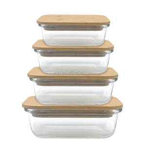 Boîte à bento <span class=keywords><strong>en</strong></span> verre pour aliments, bento carrée avec couvercle <span class=keywords><strong>en</strong></span> <span class=keywords><strong>bambou</strong></span> facile, 1 pièce - Product Image 2