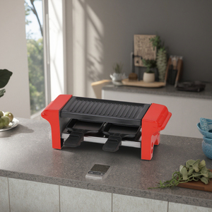 Mini <span class=keywords><strong>raclette</strong></span> électrique avec poignée en bois véritable inspirée de la nature Contrôle de la température Prise américaine Appareil de cuisine pour barbecue intérieur - Product Image 4