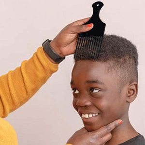 Peigne afro à dents larges noir de haute qualité pour cheveux bouclés longs, brosse à cheveux afro en plastique avec fonction de massage du cuir chevelu et de lissage - Product Image 3