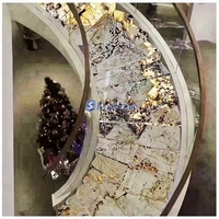 Dalle de quartzite Patagonia rétroéclairée, blanc cristal doré avec veines noires, pour îlot de cuisine, meuble-lavabo, bar, mur lumineux, hôtel, villa