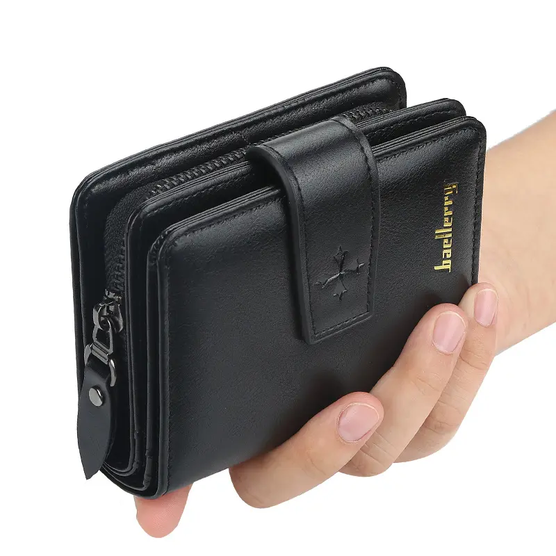 Baellerry D9155 men's short multi-card vertical zipper buckle coin purse multifunctional short wallet