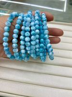 Perles de Larimar Naturelles Dominicaines, Collier de Perles Rondes Bleues, Pierres Précieuses en Vrac pour la Fabrication de Bijoux, Vente en Gros