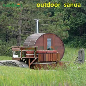 Kammoy Sauna raum im Freien aus Holz Tragbares persönliches Schneider haus Trocken dampf Kanadische Hemlock Cedar Sauna raum Maßge schneider tes Fass