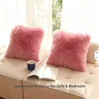 Housse de coussin en peau de mouton australienne, longue laine, fourrure moelleuse, housse de coussin décorative douce et luxueuse pour canapé, chambre à coucher