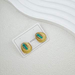 Boucles d'oreilles clous en acier inoxydable plaqué or tendance, design nœud papillon, fleur, cœur, hypoallergéniques, émaillées, cadeau, fête, vente en gros - Product Image 6