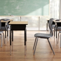 Bureau d'écolier américain moderne avec pieds détachables, tube télescopique électroplaqué, réglable en hauteur, en métal, pour salle de classe