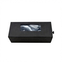 Boîte en papier noir personnalisée, style tiroir, avec fenêtre transparente en PVC et bouton, pour emballages de perruques, d'extensions de cheveux et de bijoux