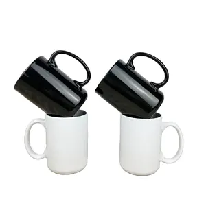 15OZ Mug xuất khẩu chuyển nhiệt in trắng đen gốm cup Coated cup in logo quảng cáo cup