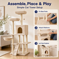 Arbre à chat multi-niveaux avec poteaux à gratter, perchoirs et espaces de repos pour grimper, se reposer et jouer en intérieur quotidiennement