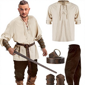 Ensemble <span class=keywords><strong>de</strong></span> costume Renaissance pour homme, chemise <span class=keywords><strong>de</strong></span> pirate médiévale, pantalon à bas resserrés, ceinture viking, accessoires, <span class=keywords><strong>tenue</strong></span> <span class=keywords><strong>de</strong></span> cosplay d'Halloween - Product Image 1