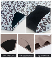 Culotte menstruelle sans couture personnalisée, 4 couches, anti-fuite, grande taille, taille basse, imprimé léopard, pour femmes