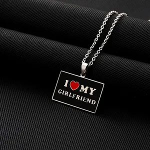 Je m'aime mon papa <span class=keywords><strong>maman</strong></span> EMO petit ami petite amie lettre étanche en acier inoxydable mode bijoux colliers pendentifs en gros - Product Image 5
