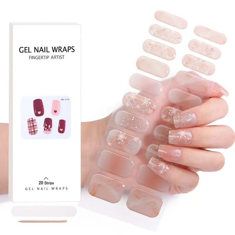 Oem ODM giáng sinh nhà máy Giá bán chữa khỏi móng tay dán keo UV Gel Nail Sticker biểu tượng tùy chỉnh Sticker Gel Nail