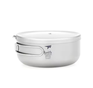 Boîte à lunch portable légère en titane pur de qualité supérieure 800 ml gris argenté sablé, bols empilables compacts avec poignée pliable - Product Image 4