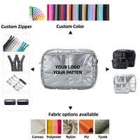 Trousse de Maquillage de Voyage Portable Personnalisable Grande et Rembourrée, Réutilisable, avec Fermeture Éclair, Résistante à l'Eau