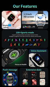 Nouvelle Arrivée Montre Connectée AI avec Assistant Vocal 1,9 pouces CY23, Tracker d'Activité Extérieur, Modes Multi-Sports, Étanche IP67, Montre Intelligente Carrée - Product Image 5