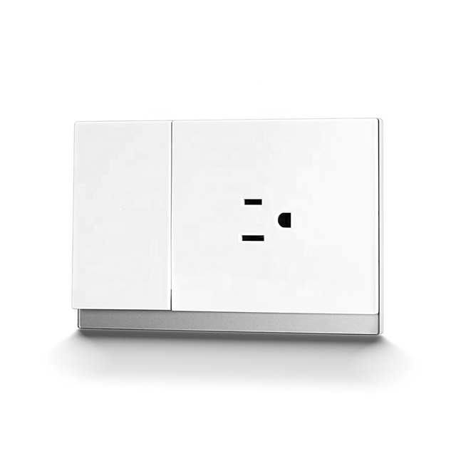 Combination Rocker Light Switch and Grouded Outlet, Single Pole Wall Switch and Socket for US Standard 3 Pin Plug