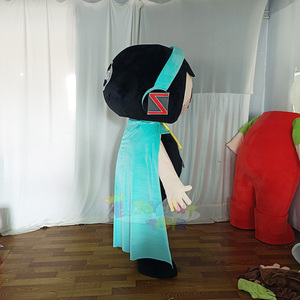 Costume de mascotte en peluche unisexe à thème garçon mignon, avec cape et écouteurs, super doux, pour fête d'anniversaire et cosplay - Product Image 3