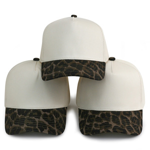 HBA54批发现货普通空白两色米色猎豹女棒球帽 - Product Image 1