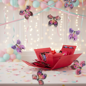 Scatola Regalo Esplosiva con Motivo a Cuore e Farfalle Volanti - Giocattoli e Fiori per Celebrare Donne, Uomini, Migliori Amici, Mamma, San Valentino - Product Image 1
