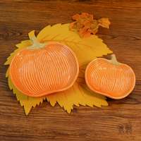 Ensemble d'assiettes en céramique en forme de citrouille, plat de service pour la récolte d'automne, assiette texturée orange en forme de citrouille pour la décoration de table de Thanksgiving