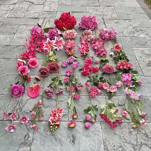 Pemasok Bunga Sutra Buatan Buket Mawar Hidrangea Putih Bunga Pernikahan untuk Dekorasi Meja Pesta Acara Pernikahan