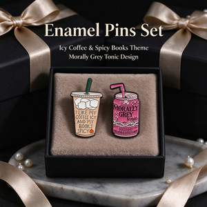 Pin esmaltado personalizado con diseño de taza de café y lata de refresco, divertido, con temática de bebidas y libros, para regalo, exhibición, coleccionistas y uso diario - Product Image 1