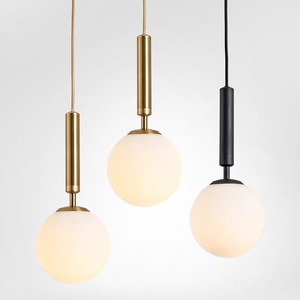 Modern Minimalist Pendant Light Round Milky White Glass <b>E26</b> LED Single Head Bedroom Living Room Desk Lighting - Product Image 1