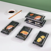 Boîte à sushi jetable en plastique PET rectangulaire pour emporter, conteneur alimentaire pour supermarché, boîte alimentaire japonaise à emporter de 8 mm