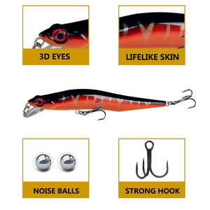 Esca Vibrazione ABS da 11,5 cm e 11,5 g con Sonagli, Design Bionico a Anguilla per <span class=keywords><strong>Spigola</strong></span> e Marlin, Stampata con Ami - Product Image 3