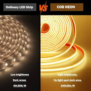<span class=keywords><strong>Tira</strong></span> de luces <span class=keywords><strong>LED</strong></span> <span class=keywords><strong>COB</strong></span> sin controlador, resistente al agua IP67, 110 V/220 V, CRI 80+, 10 mm, autoadhesiva y cortable - Product Image 5