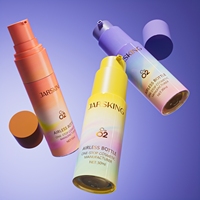 Flacon pompe airless de luxe 2-en-1 à double chambre, 30 ml, en PETG marron, pour sérum de soin et mélange de poudre lyophilisée