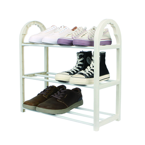 3 niveles DIY fácil de montar plegable apilable zapatos de plástico estante de exhibición de almacenamiento al por mayor Zapatero para el hogar - Product Image 4