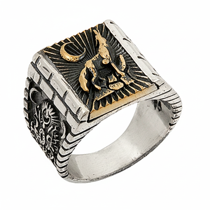Anillo de Plata de Ley 925 de Lobo, Imperio Otomano, hombre - Product Image 2