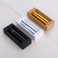 Flacon en verre haut de gamme de 10 ml pour huiles essentielles, or, argent, noir, rechargeable, avec applicateur à bille et boîte d'emballage