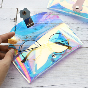 Estuche elegante para gafas de sol, estuche para lentes de contacto de PVC con láser para niña, bolsa para gafas de sol, caja de almacenamiento transparente y colorida - Product Image 2