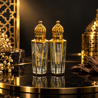 Flacons d'huiles essentielles de luxe 12 ml, flacons en verre vides de style arabe pour déodorant, sérum de soin de la peau, octogonaux mats, sérigraphiés