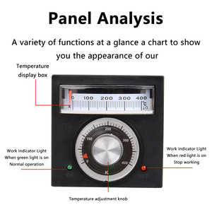 Régulateur de température numérique/à aiguille LED <span class=keywords><strong>TED</strong></span>-2001 AC 220V 380V 0-400 degrés avec thermocouple de type <span class=keywords><strong>K</strong></span> et type E - Product Image 3