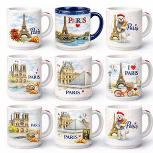 Mug à lait en céramique de Fujian de style américain, imprimé Tour Eiffel bleue, 200 ml, avec poignée, compatible lave-vaisselle et micro-ondes, de la marque Extraworld - Product Image 5
